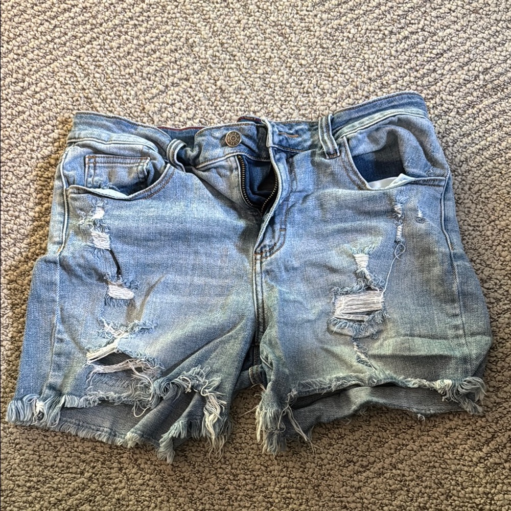 Carly Jean Stretch Blue Distressed Jean Shorts